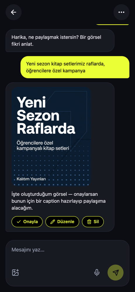 Aynı sohbetin mobil uygulamadaki görünümü